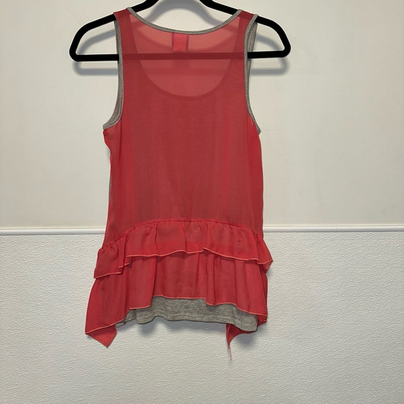 Women's H.I.P. Tank Top Size S Gray and Coral ruffles - Picture 2 of 9
